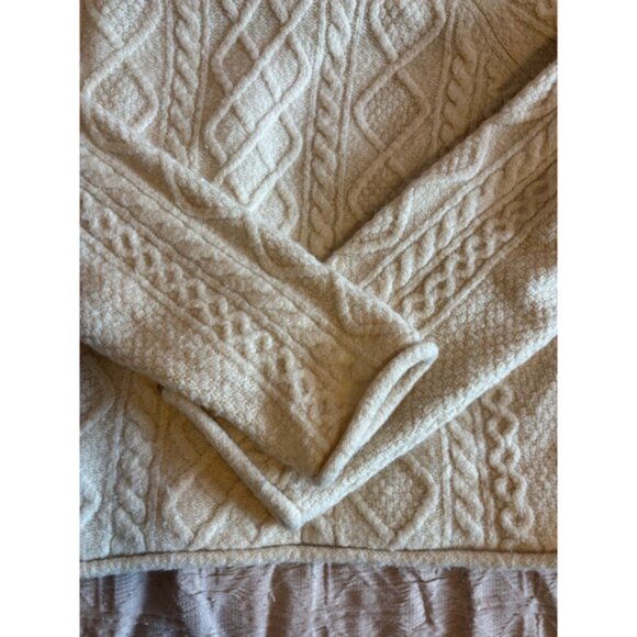 J Crew Ivory Cable Knit Mock Neck Sweater Merino Wool Blend Alpaca Pullover - Picture 9 of 11